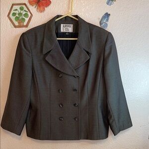 Kasper Gray Double-Breasted Blazer with Notched Lapels